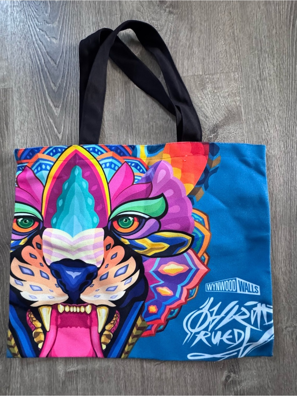 Colorful Wynwood Walls Jaguar Tote Bag by Farid Rueda